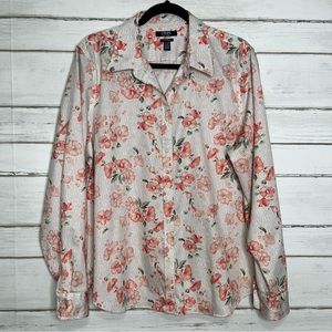Chaps Long Sleeve Floral Button Down Top Size XXL